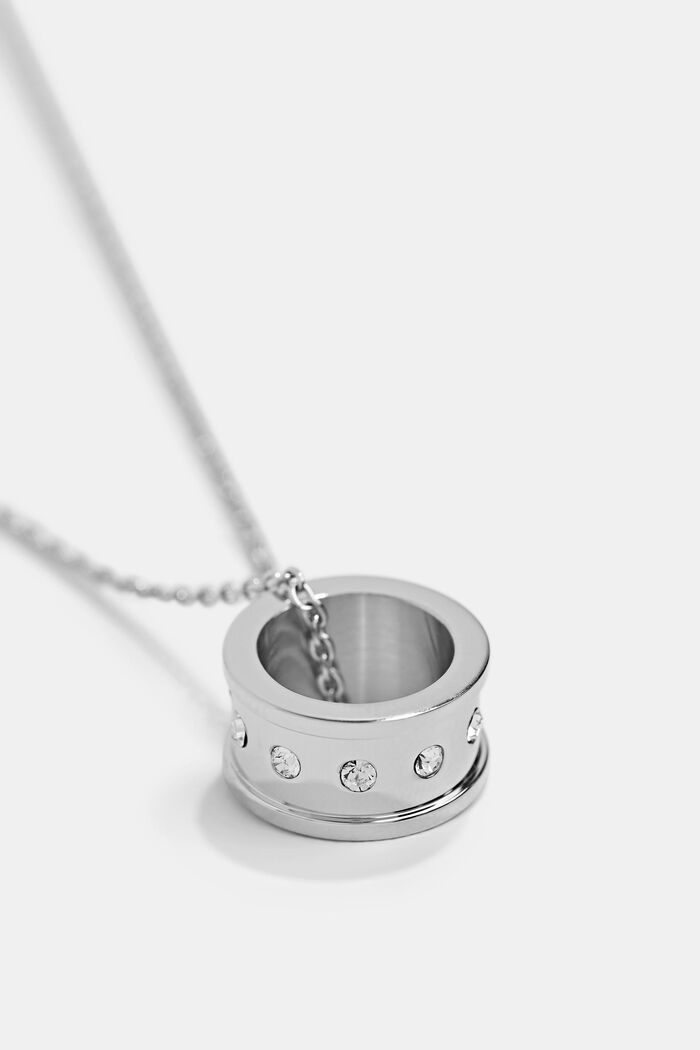 Collana con ciondolo ad anello, acciaio inossidabile, SILVER, detail image number 1
