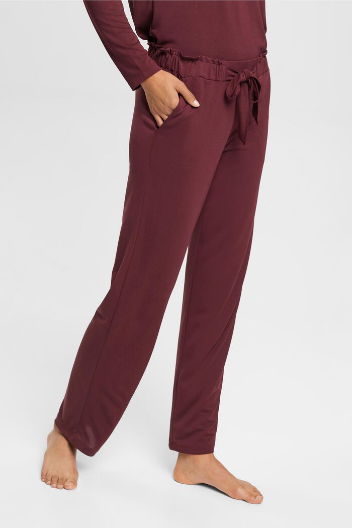Pantaloni da pigiama con cintura da annodare fissa, TENCEL™, BORDEAUX RED, detail image number 0