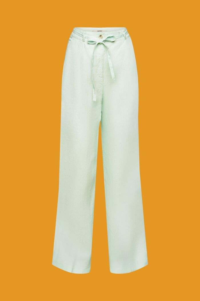 Pantaloni in lino a gamba larga, PASTEL GREEN, detail image number 7