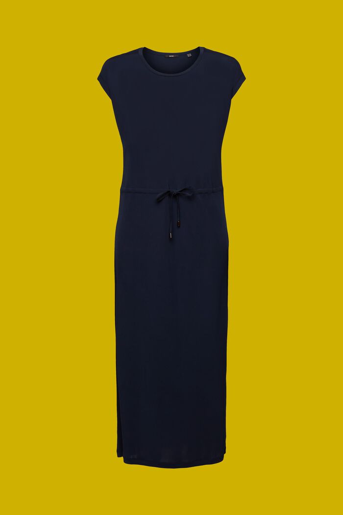 Abito midi in crêpe con coulisse, NAVY, detail image number 6