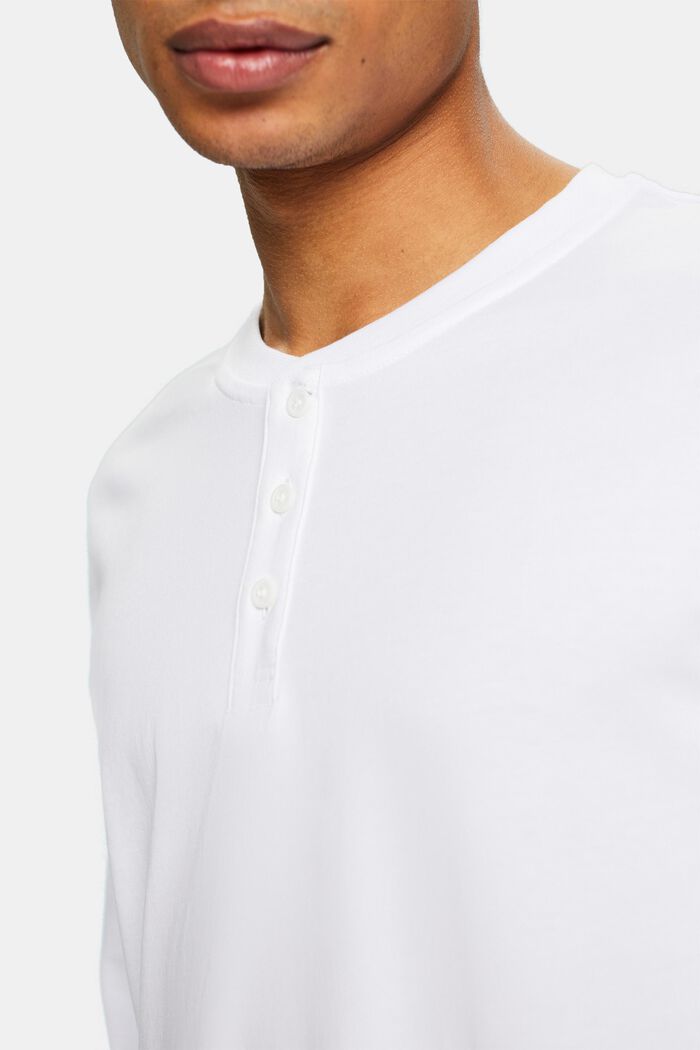 Maglia henley in jersey, WHITE, detail image number 3