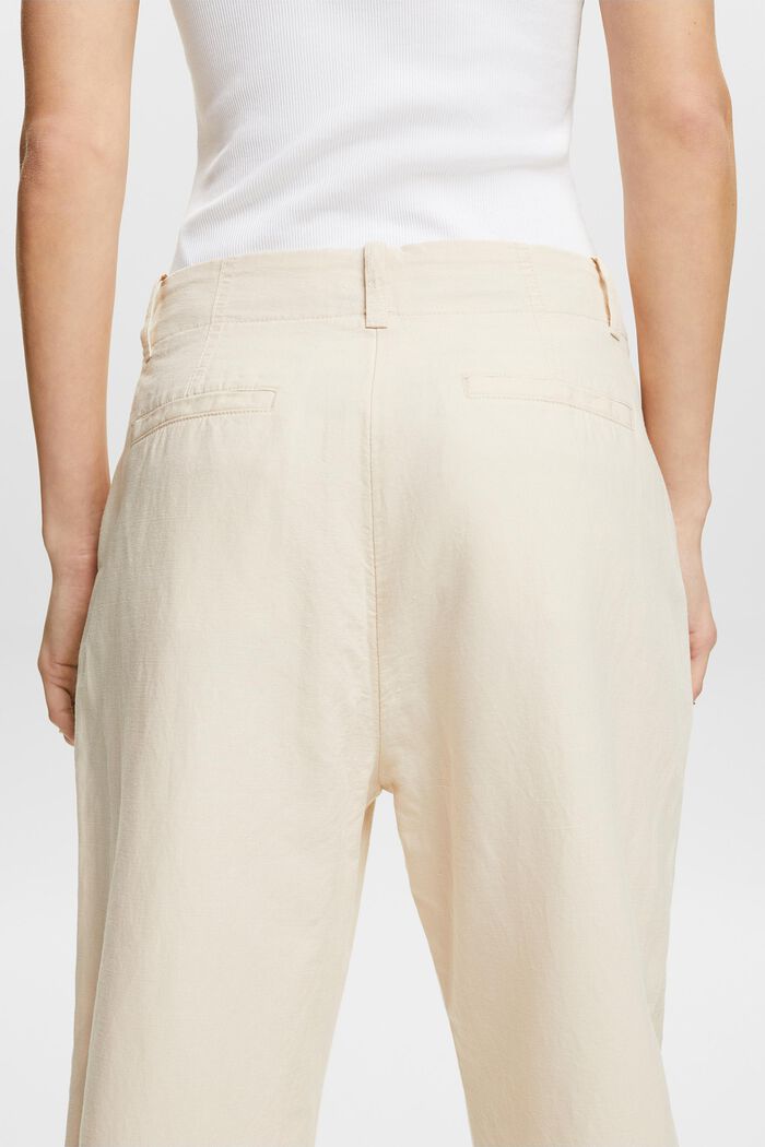 Pantaloni in cotone e lino con fila di bottoni, CREAM BEIGE, detail image number 3