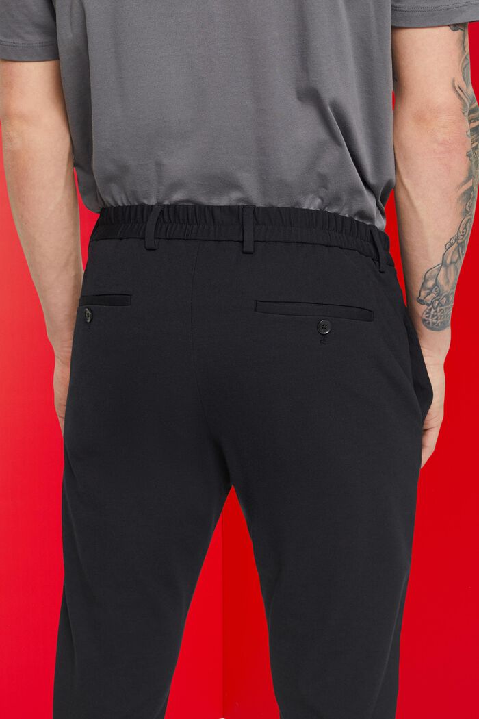 Pantaloni da completo in jersey di cotone piqué, BLACK, detail image number 0