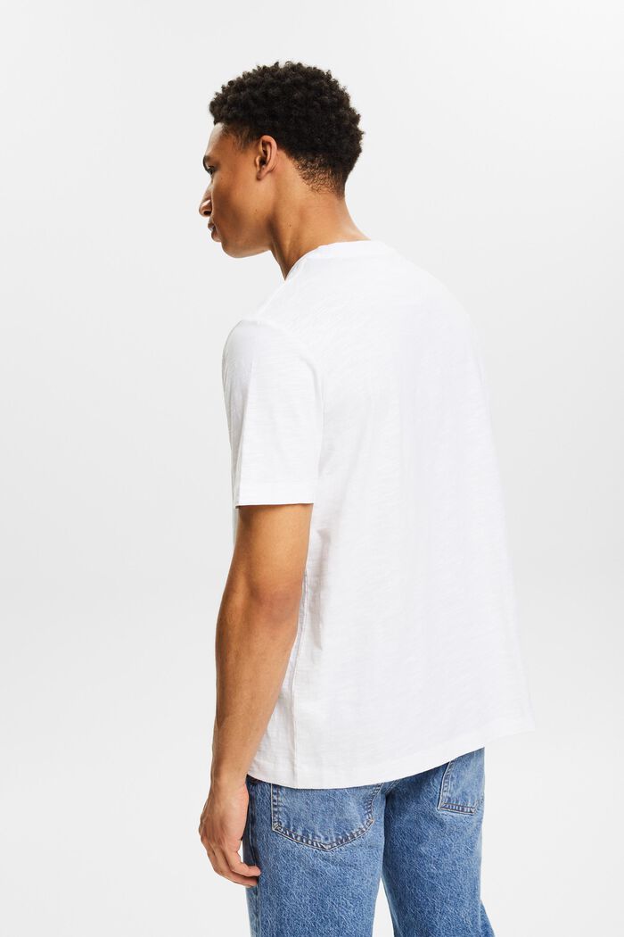 T-shirt in cotone fiammato con logo sulla tasca, WHITE, detail image number 2
