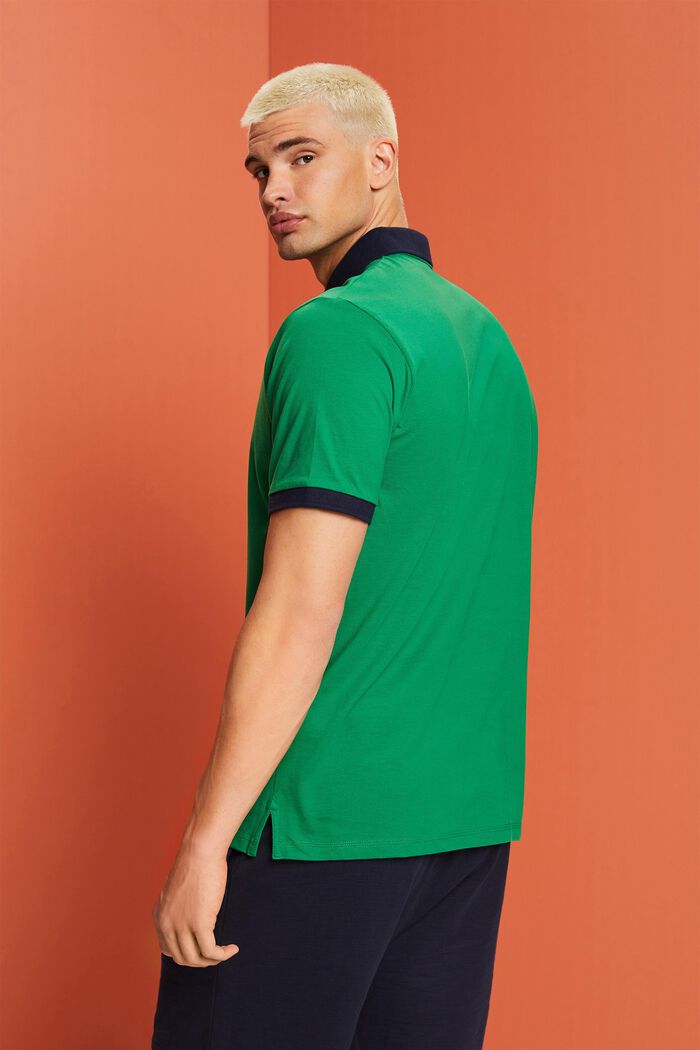 Polo in jersey di cotone con stampa del logo, EMERALD GREEN, detail image number 3