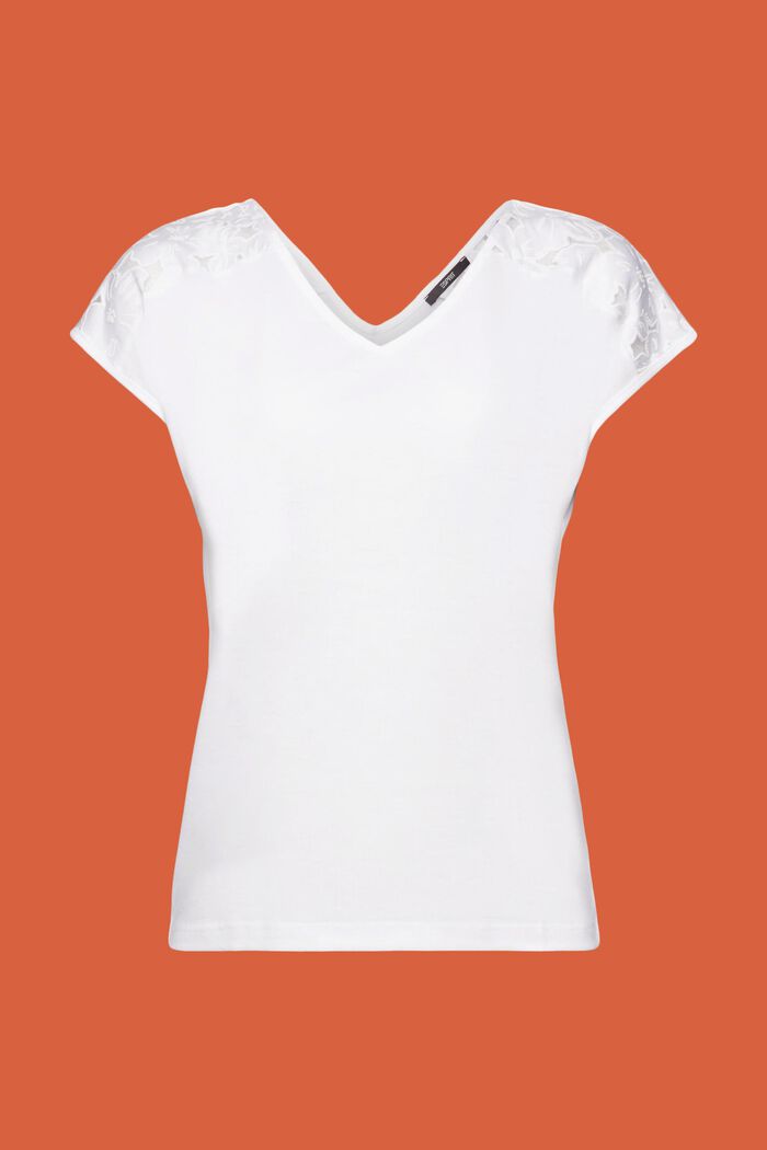 T-shirt con motivo dévoré, WHITE, detail image number 5