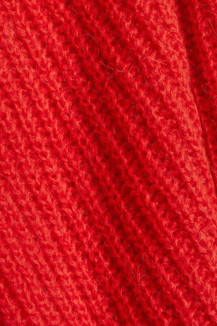 Con alpaca: pullover con motivo a maglia, ORANGE RED, detail image number 4