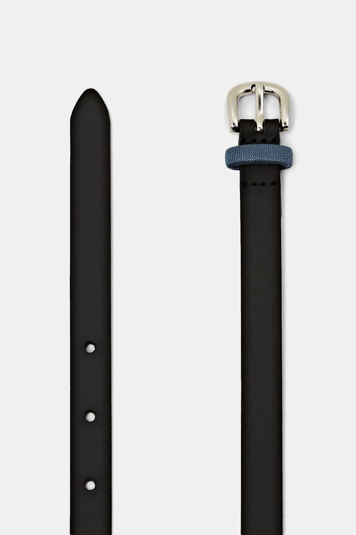Cintura sottile in pelle, BLACK, detail image number 1
