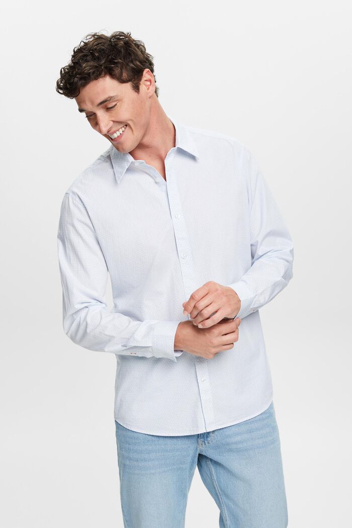 Camicia slim fit con motivo allover, WHITE, detail image number 0