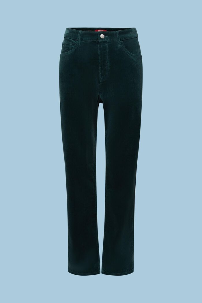 Pantaloni in velluto Straight Fit a vita alta, EMERALD GREEN, detail image number 5