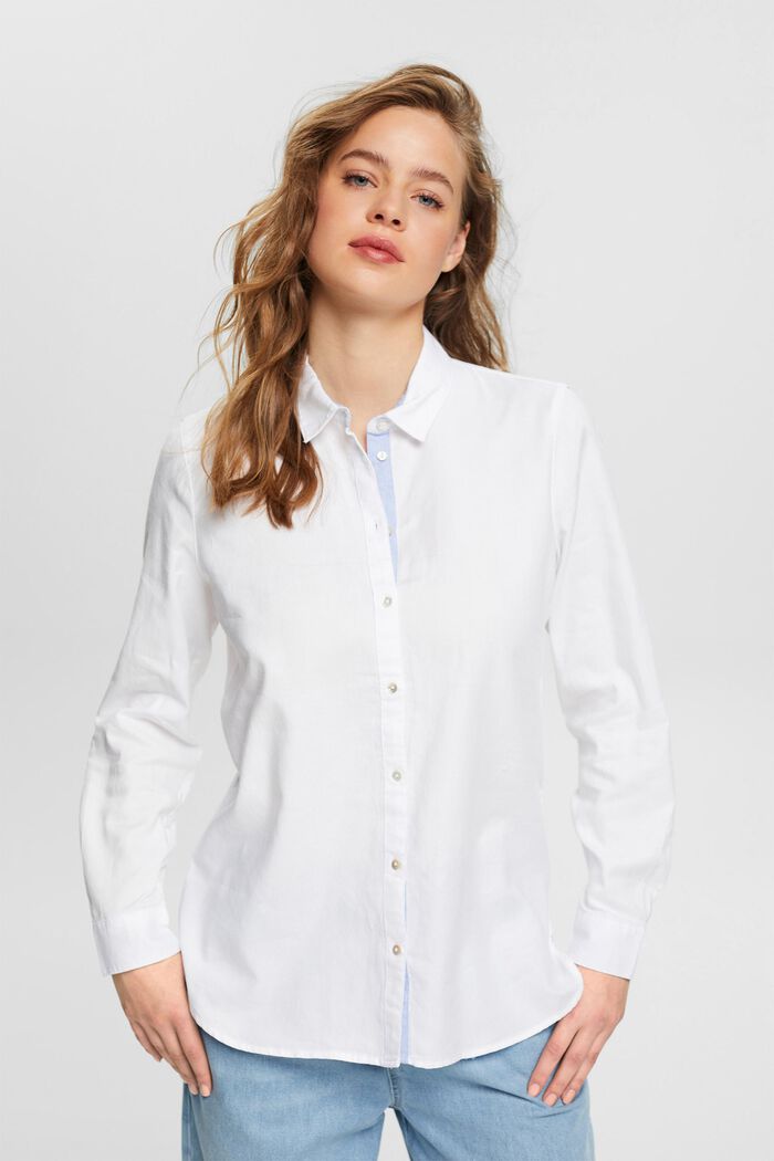 Blusa in 100% cotone, WHITE, detail image number 0