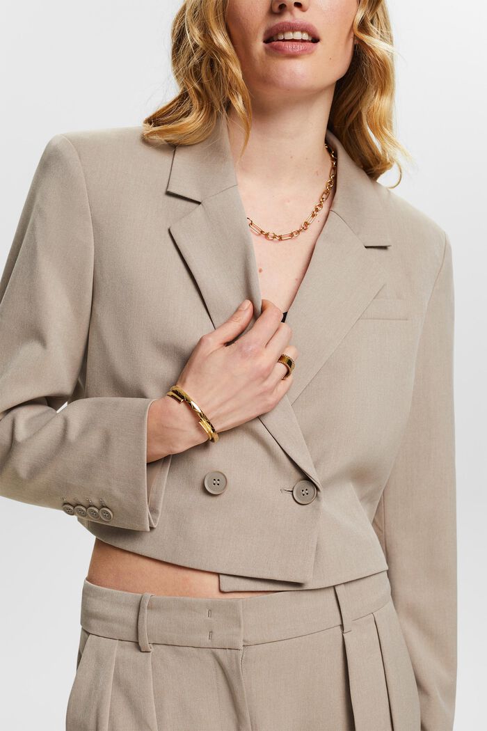 Blazer cropped doppiopetto, LIGHT TAUPE, detail image number 3