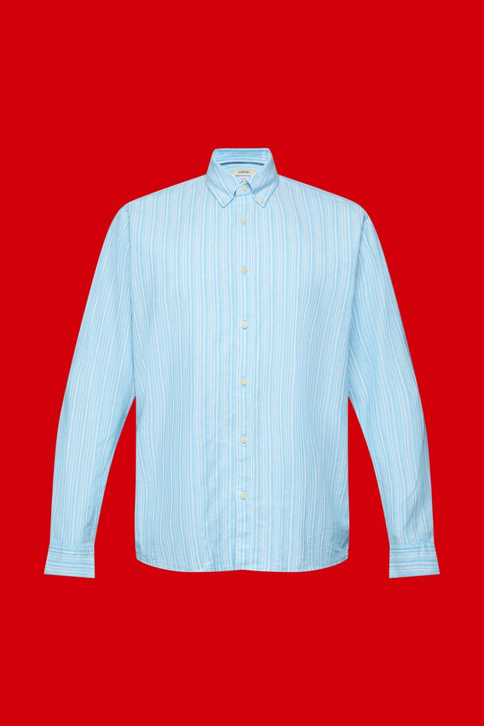 Camicia a righe con lino, TURQUOISE, detail image number 5