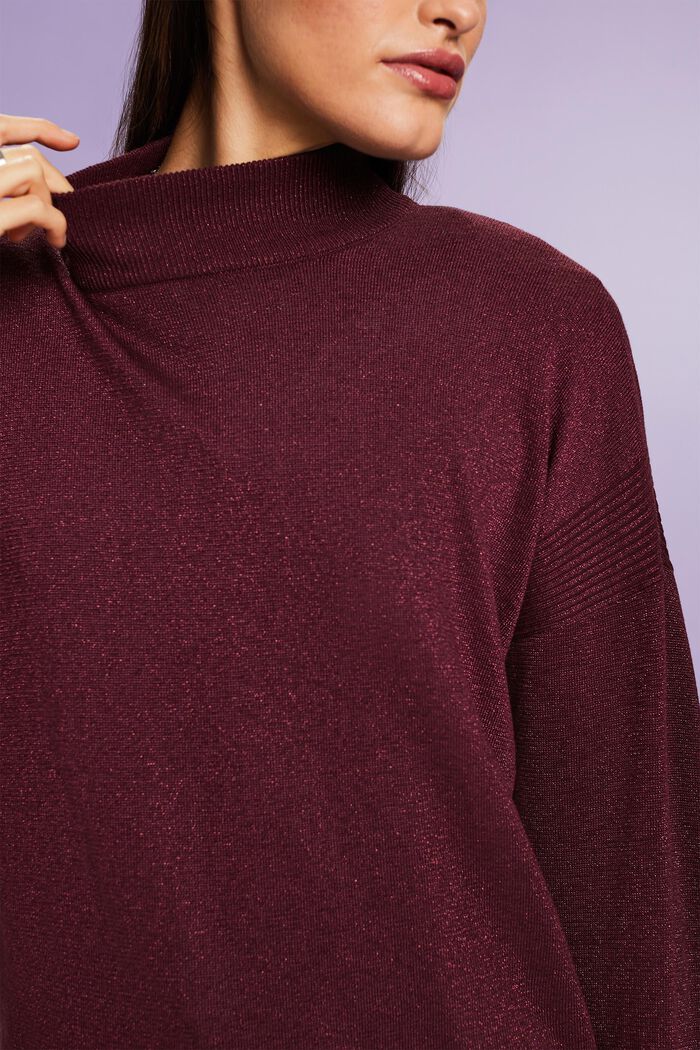 Pullover luccicante a lupetto, BORDEAUX RED, detail image number 2