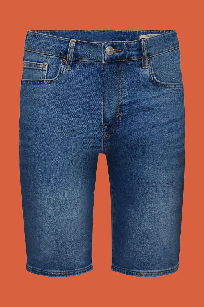 Pantaloncini in denim relaxed slim fit, BLUE LIGHT WASHED, detail image number 6