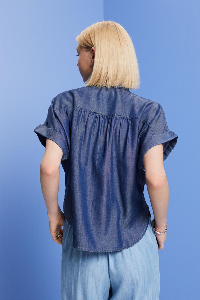 Blusa oversize, TENCEL™, BLUE DARK WASHED, detail image number 3
