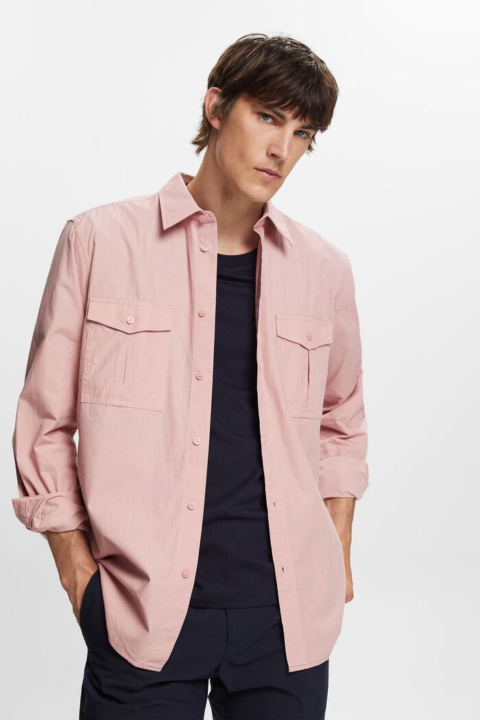 Camicia utility in cotone, OLD PINK, detail image number 0