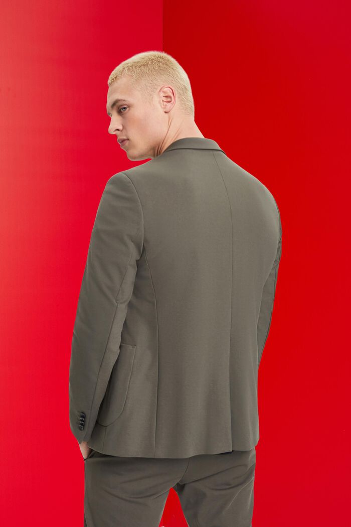 Blazer monopetto in jersey di cotone piqué, DARK KHAKI, detail image number 3