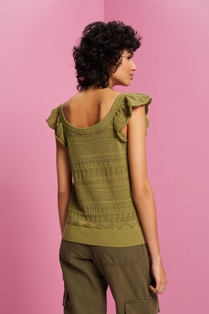 Top in cotone a maglia aperta, PISTACHIO GREEN, detail image number 3