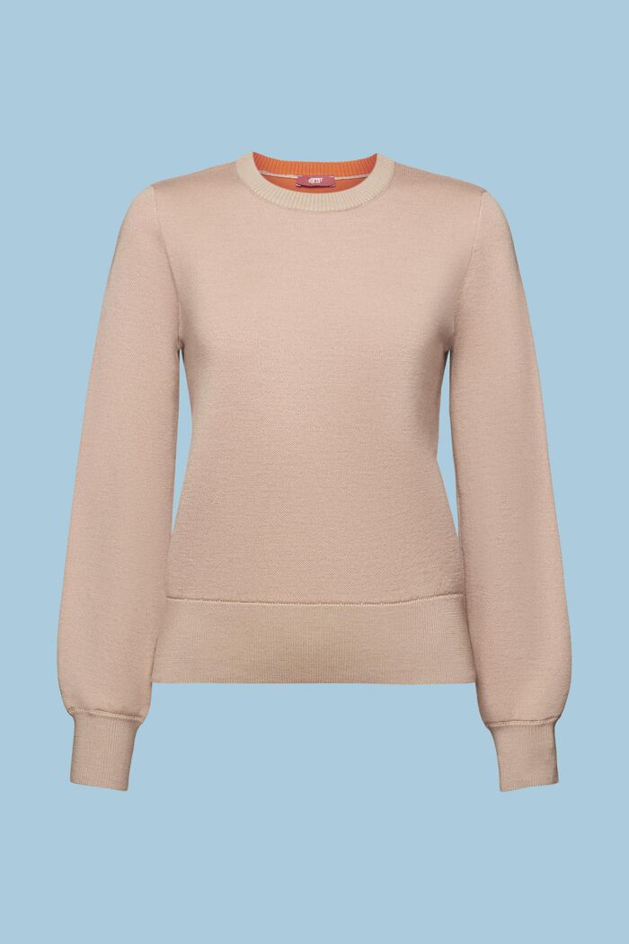 Pullover a girocollo in misto lana, BEIGE, detail image number 6