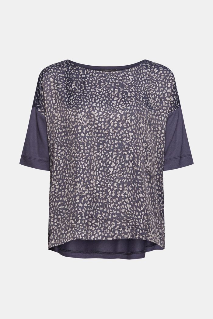 T-shirt con stampa leopardata, LENZING™ ECOVERO™, DARK BLUE, overview