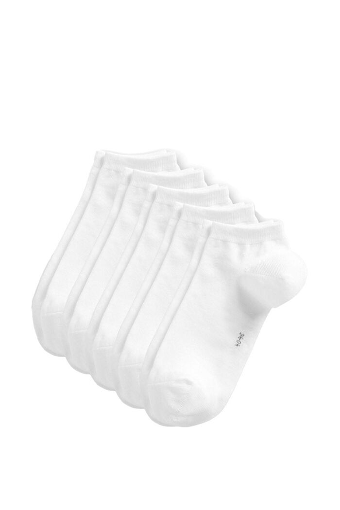 Confezione di 5 paia di calzini da sneakers in misto cotone, WHITE, detail image number 0