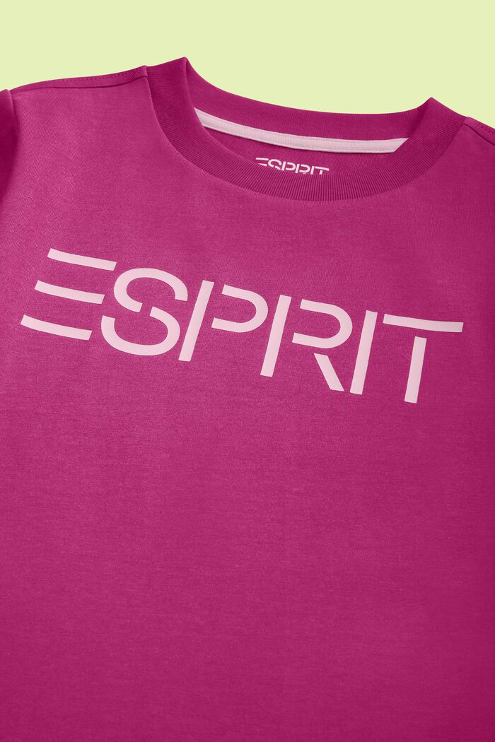 T-shirt con logo in cotone biologico, PINK FUCHSIA, detail image number 1