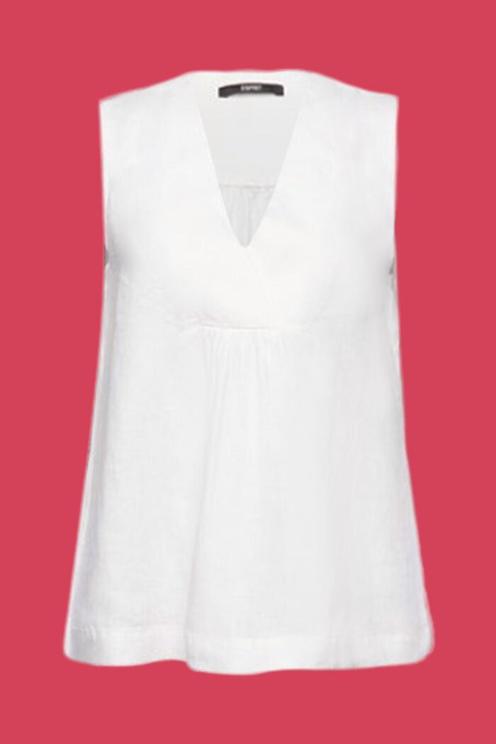 Camicetta babydoll di lino senza maniche, WHITE, detail image number 6
