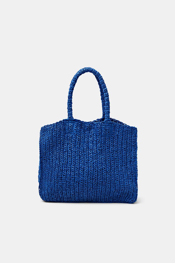 Tote bag in paglia intrecciata, BRIGHT BLUE, detail image number 0