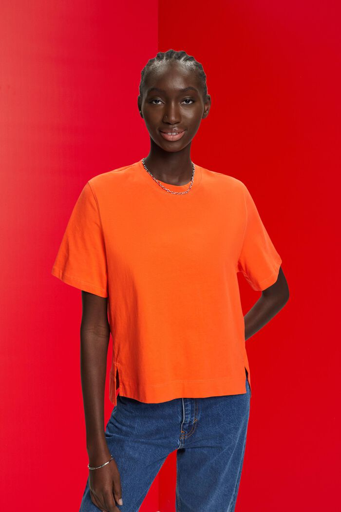 T-shirt di cotone, ORANGE RED, detail image number 0