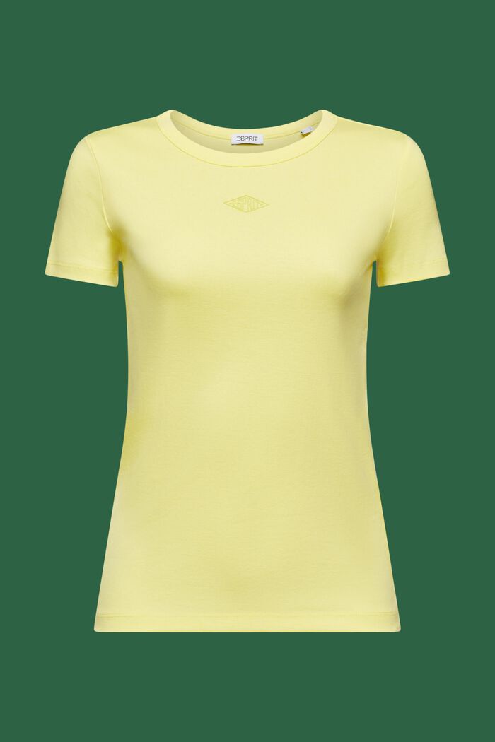 T-shirt in cotone con logo, PASTEL YELLOW, detail image number 6