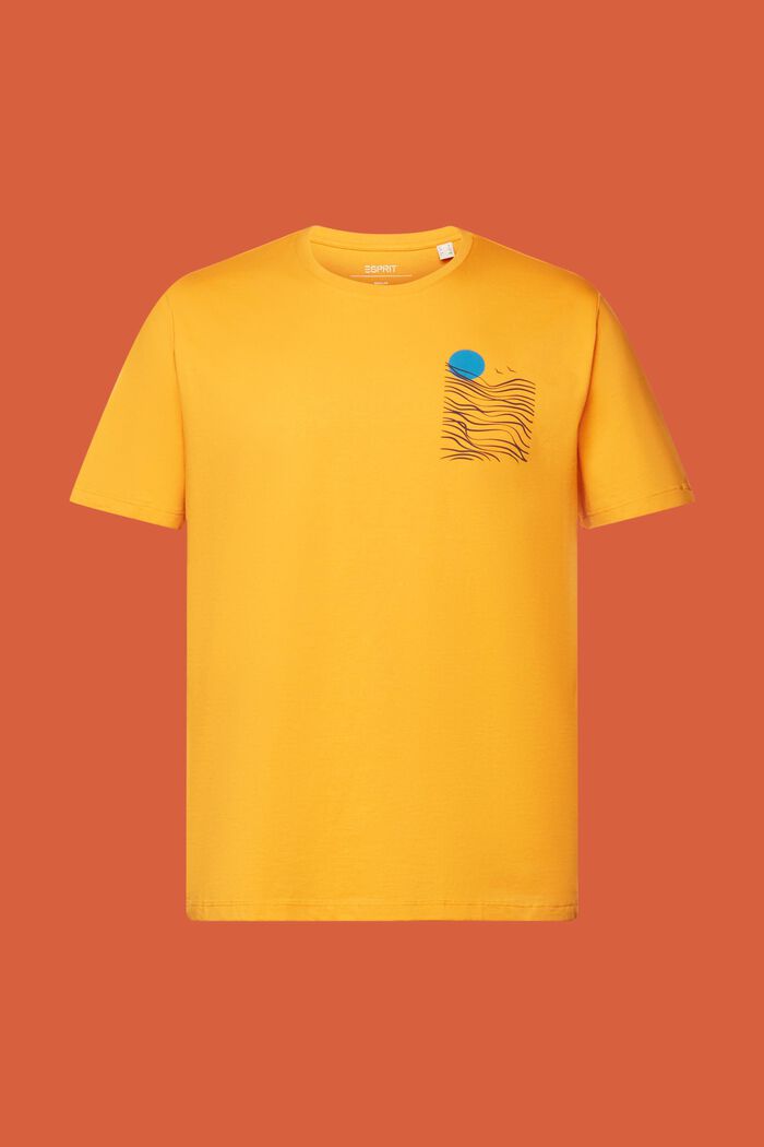 T-shirt in jersey con stampa sul petto, 100% cotone, BRIGHT ORANGE, detail image number 6