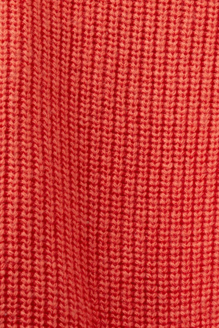 Cardigan in maglia intrecciata, misto lana, CORAL RED, detail image number 5