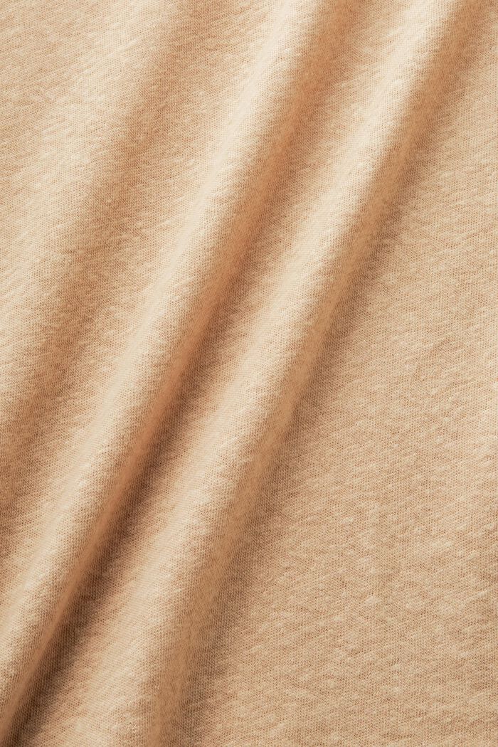 T-shirt in cotone e lino, BEIGE, detail image number 4