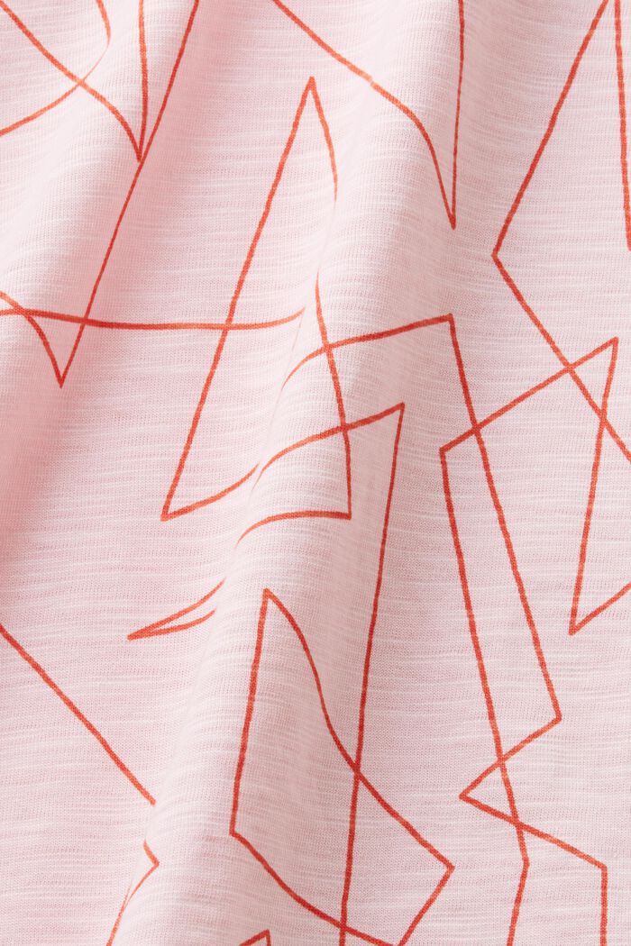 T-shirt stampata in cotone con scollo a V, LIGHT PINK, detail image number 4