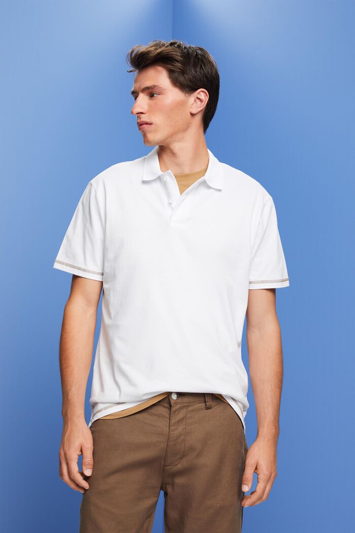 Polo in jersey, 100% cotone, WHITE, detail image number 0