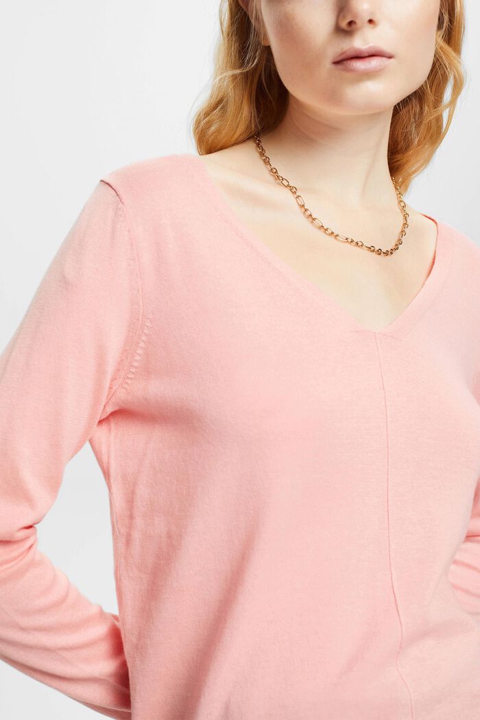 Pullover in cotone con scollo a V, PINK, detail image number 2