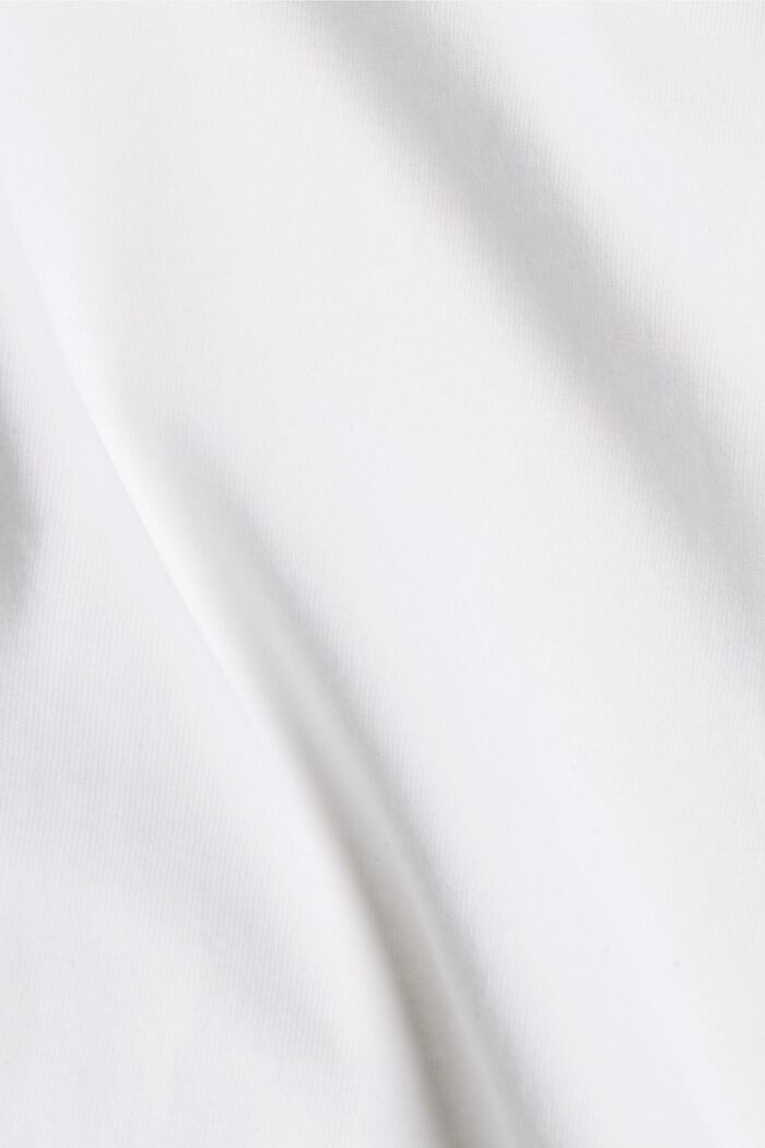 Maglia a maniche lunghe con collo alla coreana, 100% cotone biologico, WHITE, detail image number 4