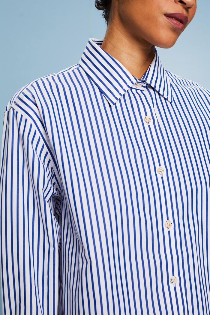 Camicia in popeline a righe, BRIGHT BLUE, detail image number 3