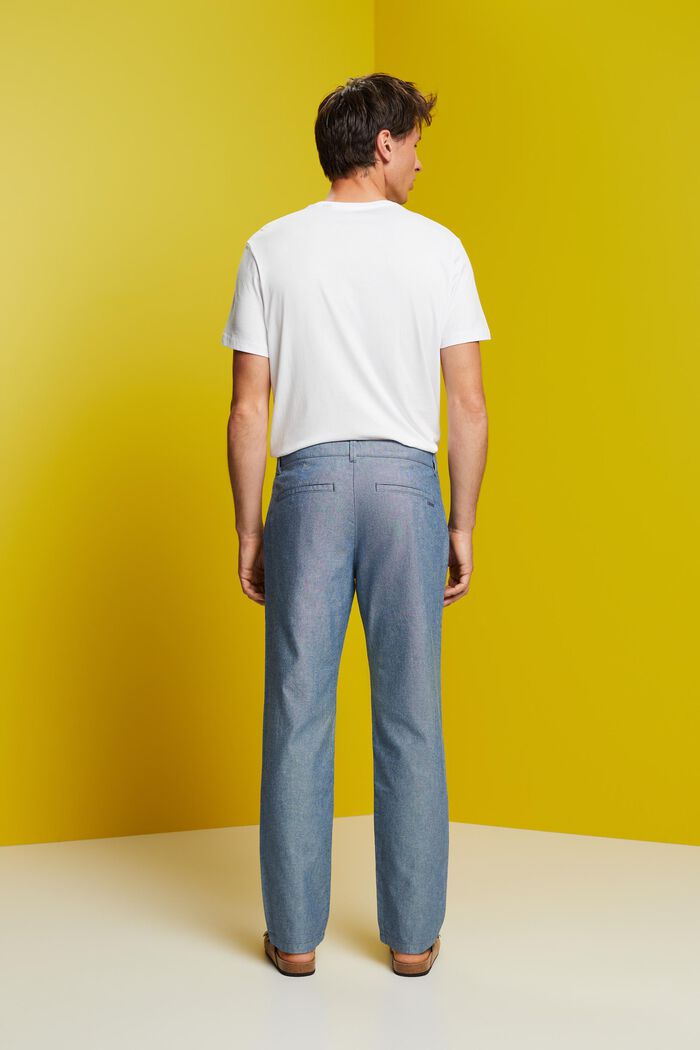 Pantaloni chino strutturati, 100% cotone, BLUE, detail image number 3