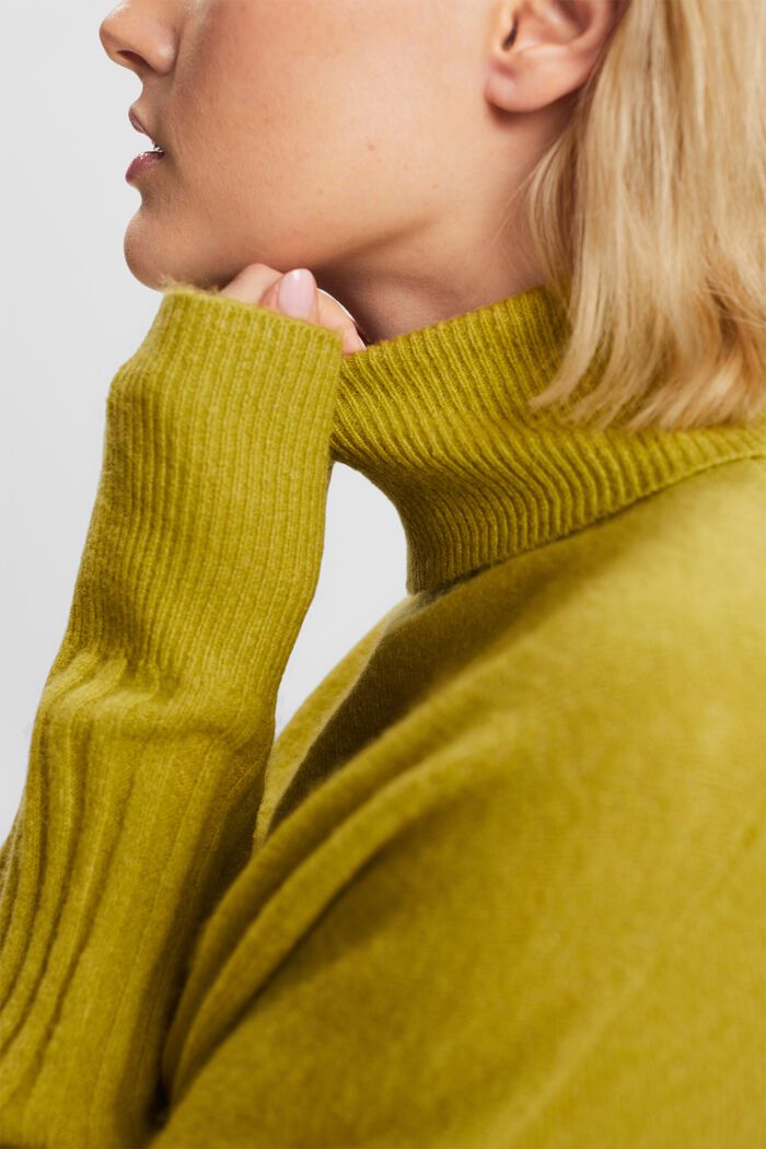 Pullover dolcevita in misto lana, PISTACHIO GREEN, detail image number 3