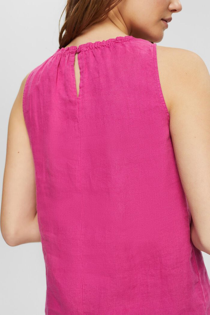 Top in 100% lino, PINK FUCHSIA, detail image number 0