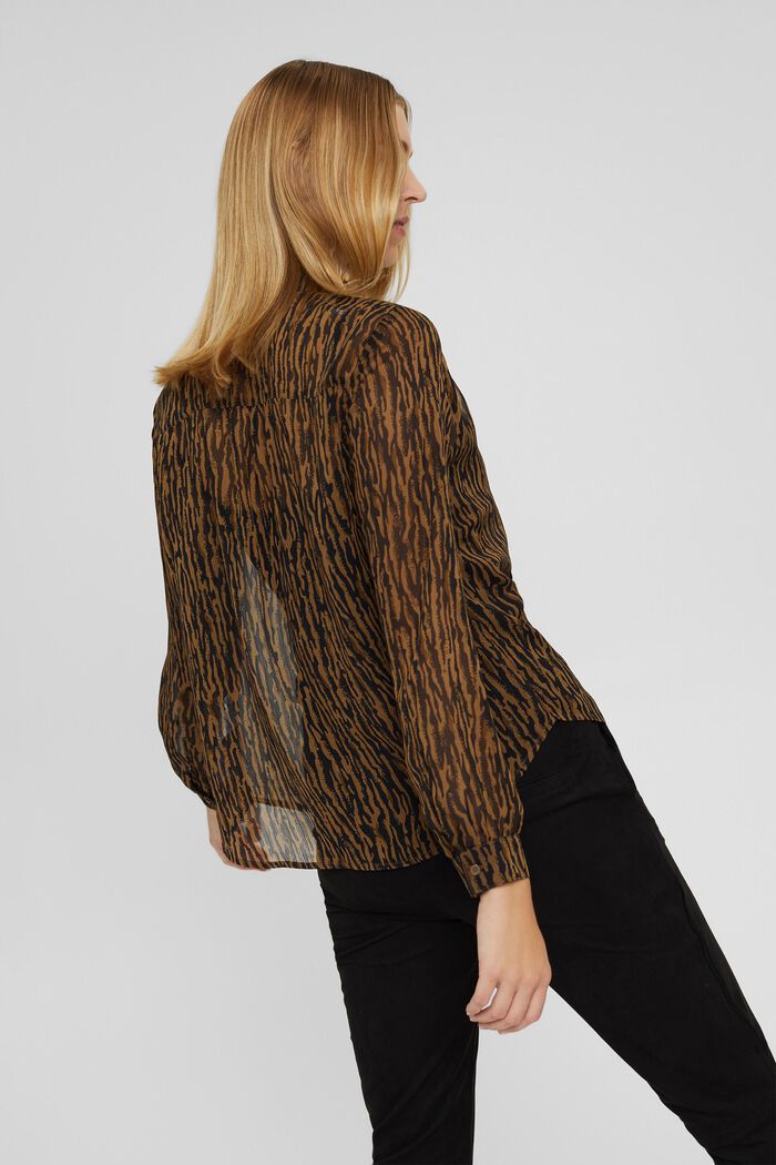 Camicetta in chiffon con stampa animalier e top, CAMEL, detail image number 3
