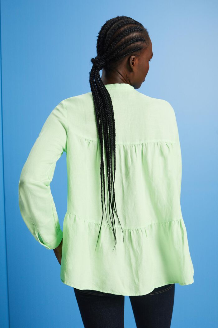 Blusa in misto lino, CITRUS GREEN, detail image number 3