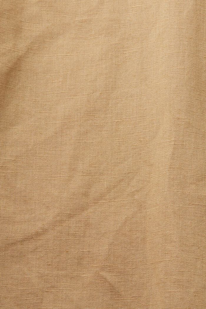 Camicia a manica corta in misto lino e cotone, BEIGE, detail image number 5