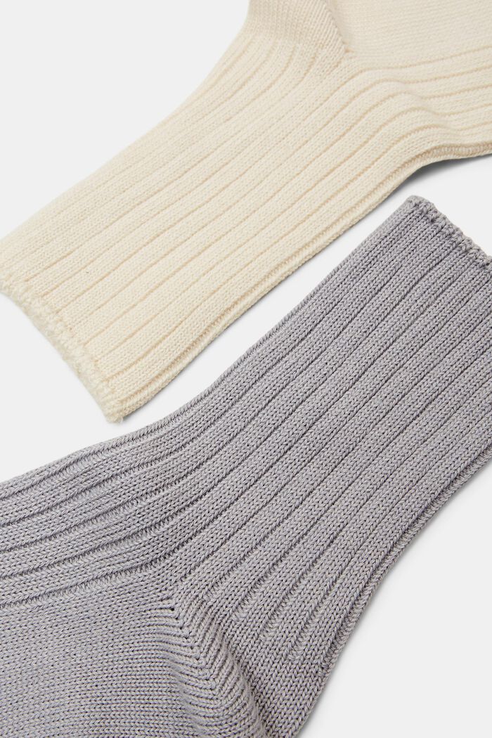 Calzini in maglia a coste in confezione doppia, CREME/GREY, detail image number 2