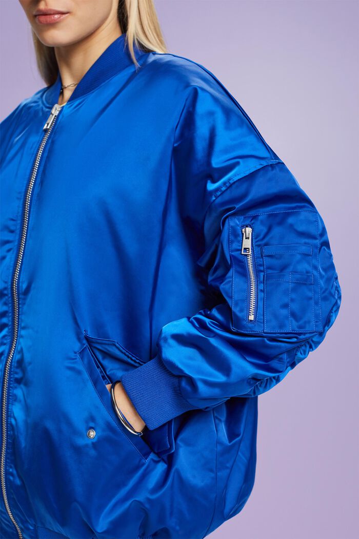 Giacca bomber in raso, BRIGHT BLUE, detail image number 3