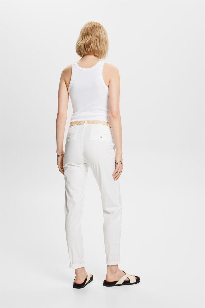 Pantaloni chino con cintura, WHITE, detail image number 3