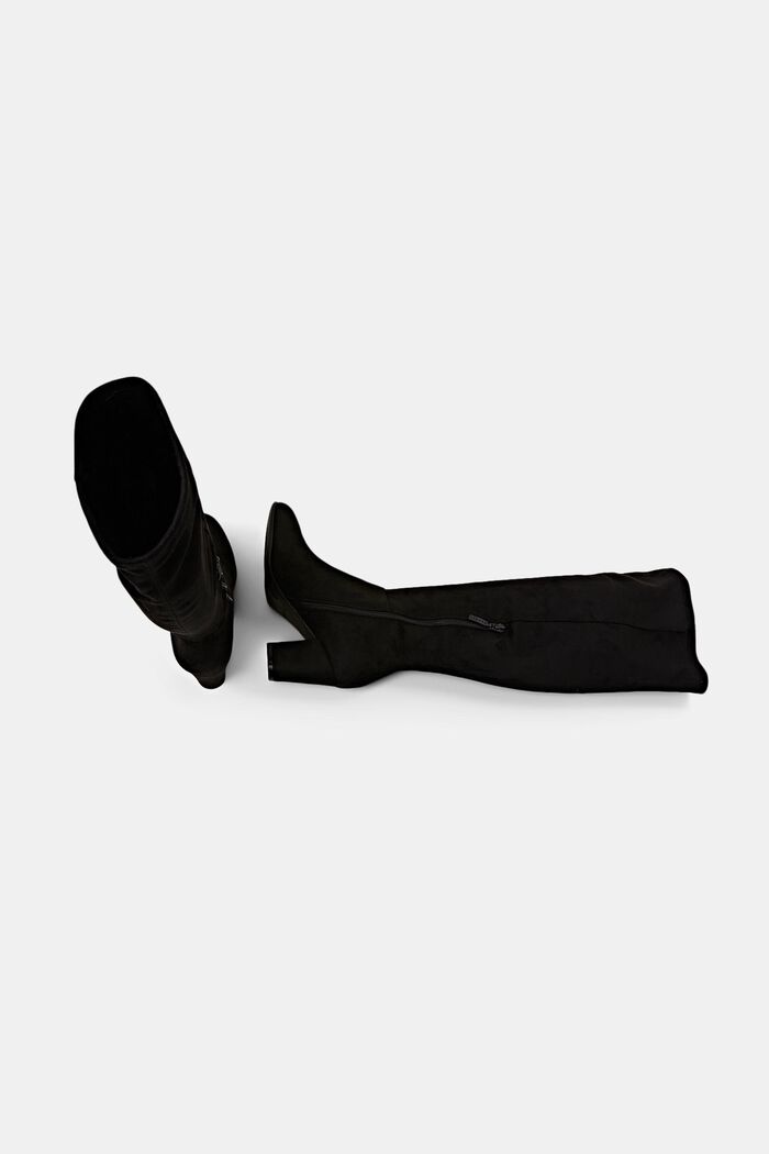 Stivali in similpelle scamosciata al ginocchio, BLACK, detail image number 5