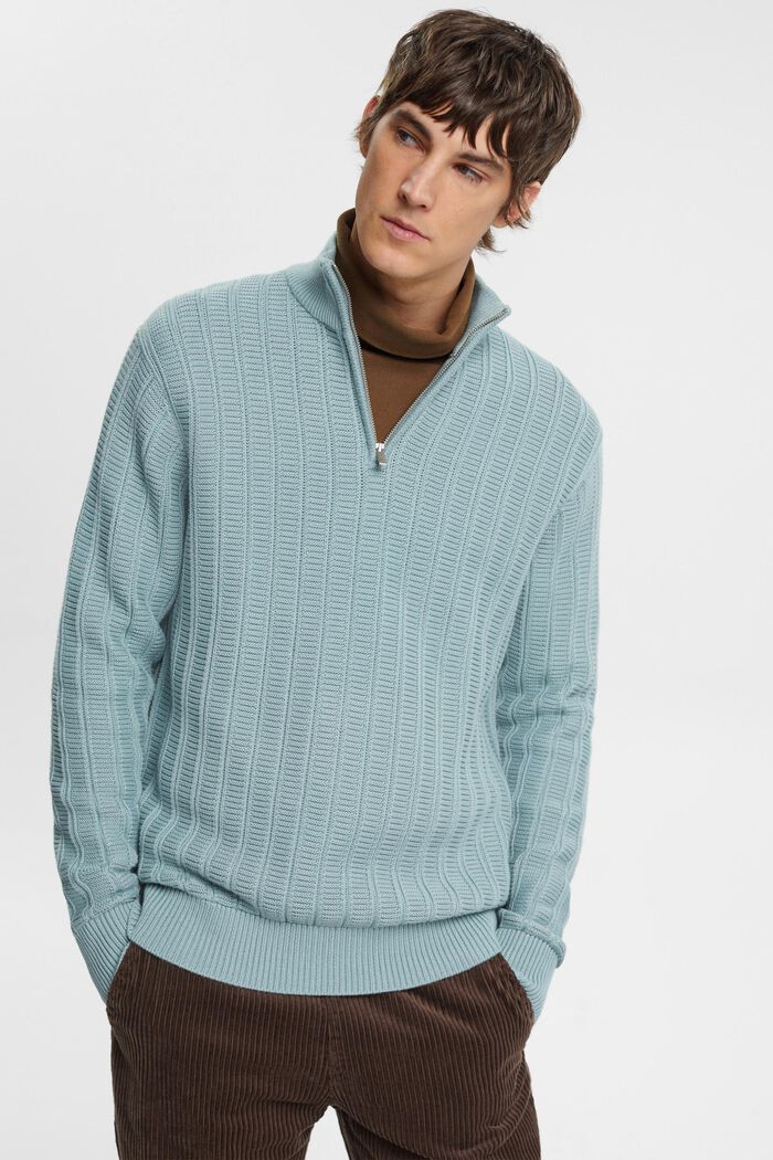 Pullover in maglia larga con zip di media lunghezza, GREY BLUE, detail image number 4